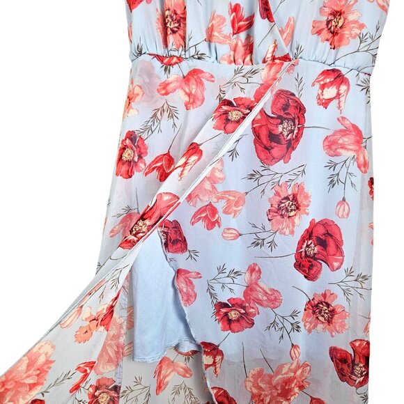 Charlotte Russe Womens Med Floral Maxi Dress Wrap Detail Flutter Sleeves Flowy - Picture 6 of 10